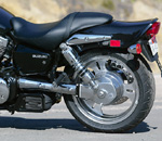 Like the Kawasaki, the Suzuki's rear suspension offers adjustable damping via a thumbwheel.